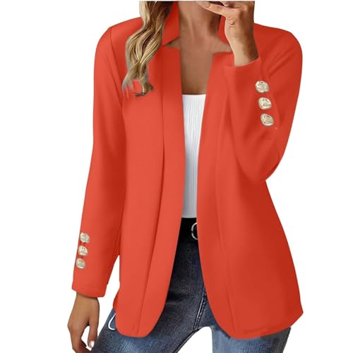 Blusenblazer Damen Festliches Outfit Outfit Damen Blazer Schwarz Kleidung Boucle 2 Jahre Glitzer Blau Frack Sakko Orange 2Xl Orange XXL