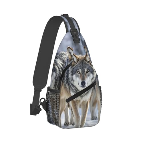 Morrales Sling Crossbody Pack of wolves para Trekking miniatura 1