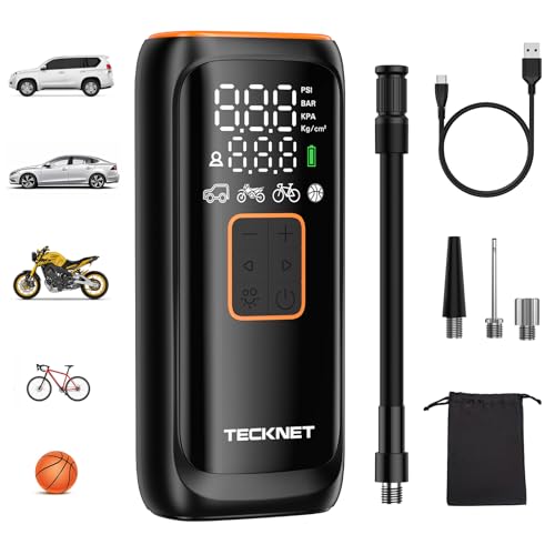 TECKNET 6000mAh Compressore Aria Portatile, 150 PSI Mini Compressore Auto con Batteria Ricaricabile,...