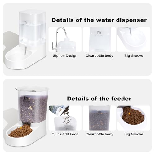 Marchul Dog Feeder and Water Dispenser, Automatic Gravity Dog Food Dispenser, Pet Food Dispenser Set for Small Medium Dogs Puppy Kitten (1 Gallon / 3.8L with Silicone Mat) - Image 5