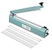 Flexzion 16" (400mm) Impulse Sealer 400W - Manual Plastic Poly Bag Heat Sealing Machine Closer Kit w/Adjustable Timer, Portable with Free Replacement Element Grip and Teflon Tape