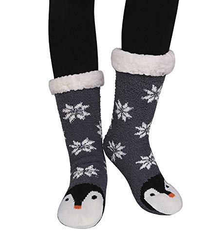 Houda Chaussettes chaudes et douces, motif animaux de dessin animé, douces, antidérapantes, pour l'hiver - Taille unique - - Taille Unique Cover