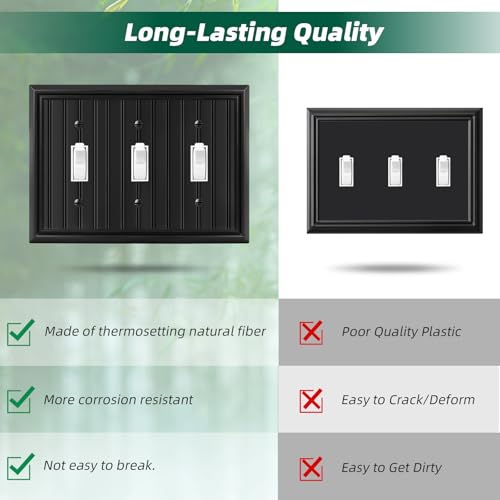 Black Natural Material Triple Toggle Light Switch Cover Plates (1-Pack） by VRSSCUE - Used condition - Image 4