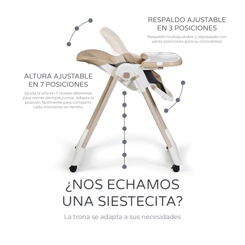 Miniatura 3 de Ms Babyworld - Trona Para Bebe Evolutiva Tasty 7 Posiciones De Altura Y 3 De Reclinación Bandeja Extraíble Y Reposapiés Regulable Portatil, Plegable, Hasta 3 Años
