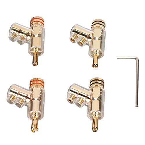 Acogedor 4pcs BA1403 Banana Plugs, Angled Locking Stacking Banana Plug 24K Gold Plated for Speaker Wire AV Receiver Amplifiers by Acogedor - Image 9