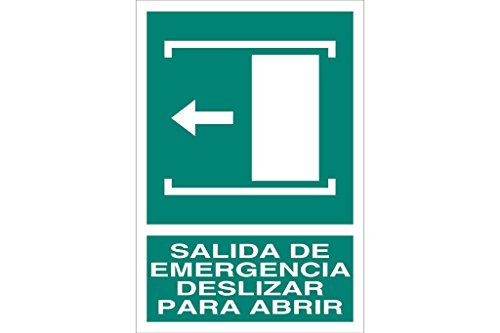 Cofan - Plimpo Señal Luminiscente 297X210Mm. Salida De Emergencia Deslizar Para Abrir En Oferta Cofan Ev21Lu297210 Señal Luminiscente, 297 X 210 Mm