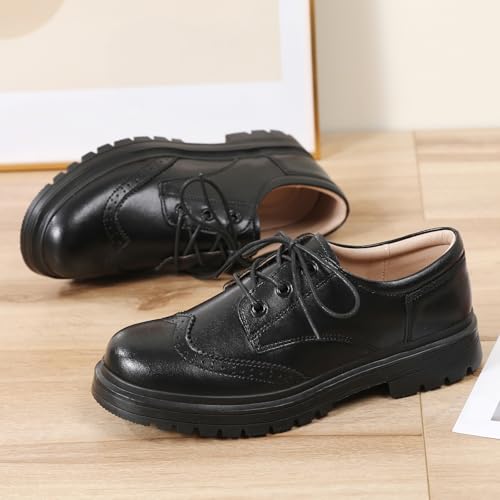 Image of Women's Oxford Shoes Classic Brogue-Style Platform Casual School Dress Shoes