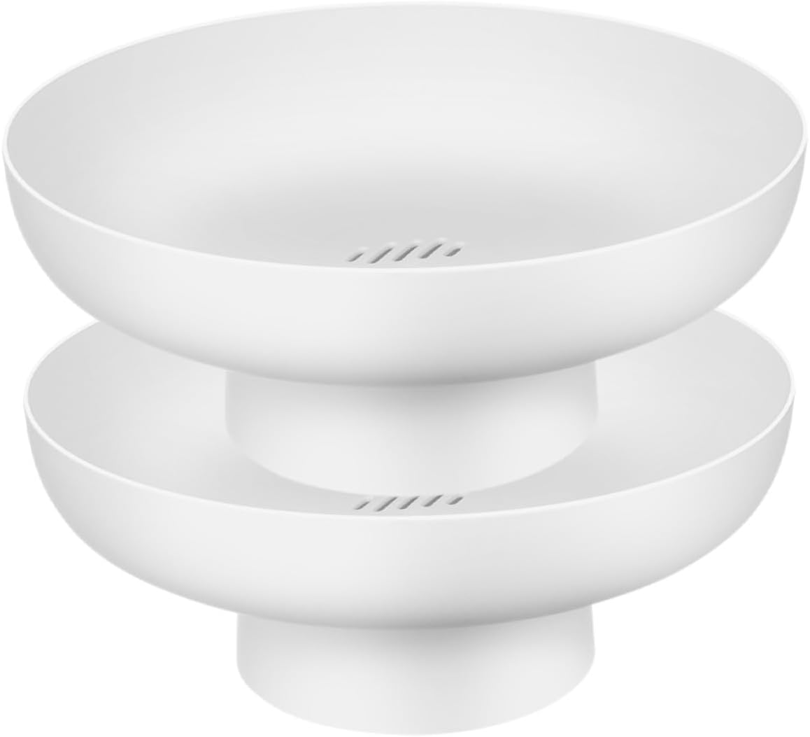 Veemoon 2pcs Elevated Fruit Bowls White Mini Footed Snack Serving Bowls Decorative Dessert Display Dishes for Kitchen Table and Home Entertaining