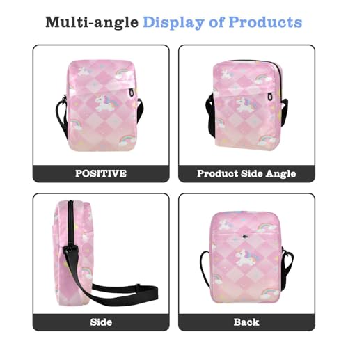 messenger bag for women crossbody cross body bag Shoulder Handbag For Travel Adjustable Strap for business business- Dreamy Peach Unicorns4