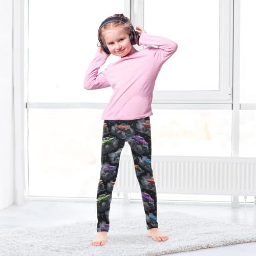 Boccsty Gray Smoke Debris Colorful Truck Girls Leggings Kids Yoga Pants Dance Active Tights 4T4