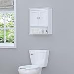 Spirich Bathroom Cabinet Wall Mounted with Doors, Wood Hanging Cabinet with Doors and Shelves Over The Toilet, Bathroom Wall Cabinet White - Image 4