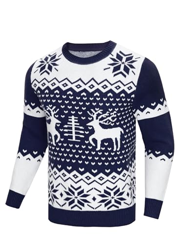Demegimi Weihnachtspullover Herren mit Rentier Design Christmas...