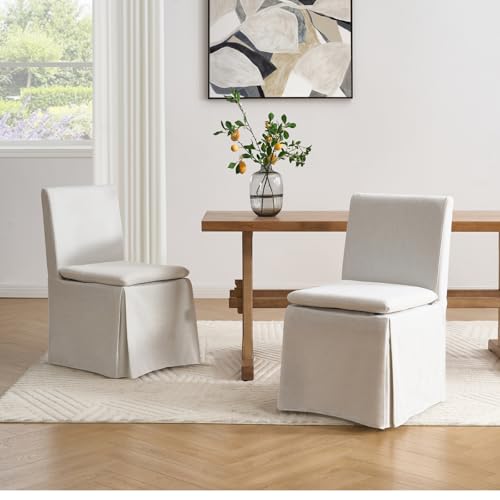 DAYALANE Farmhouse Slipcovered Dining Chairs Set of 2, Modern Upholstered