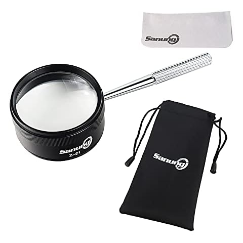 Sanung Z-21 Handheld Optical Magnifying Glass 30X with Detachable Handle, 1.85IN Magnifier Lens Set for Senior Kids Reading Exploring Jewelry Identifying Cover
