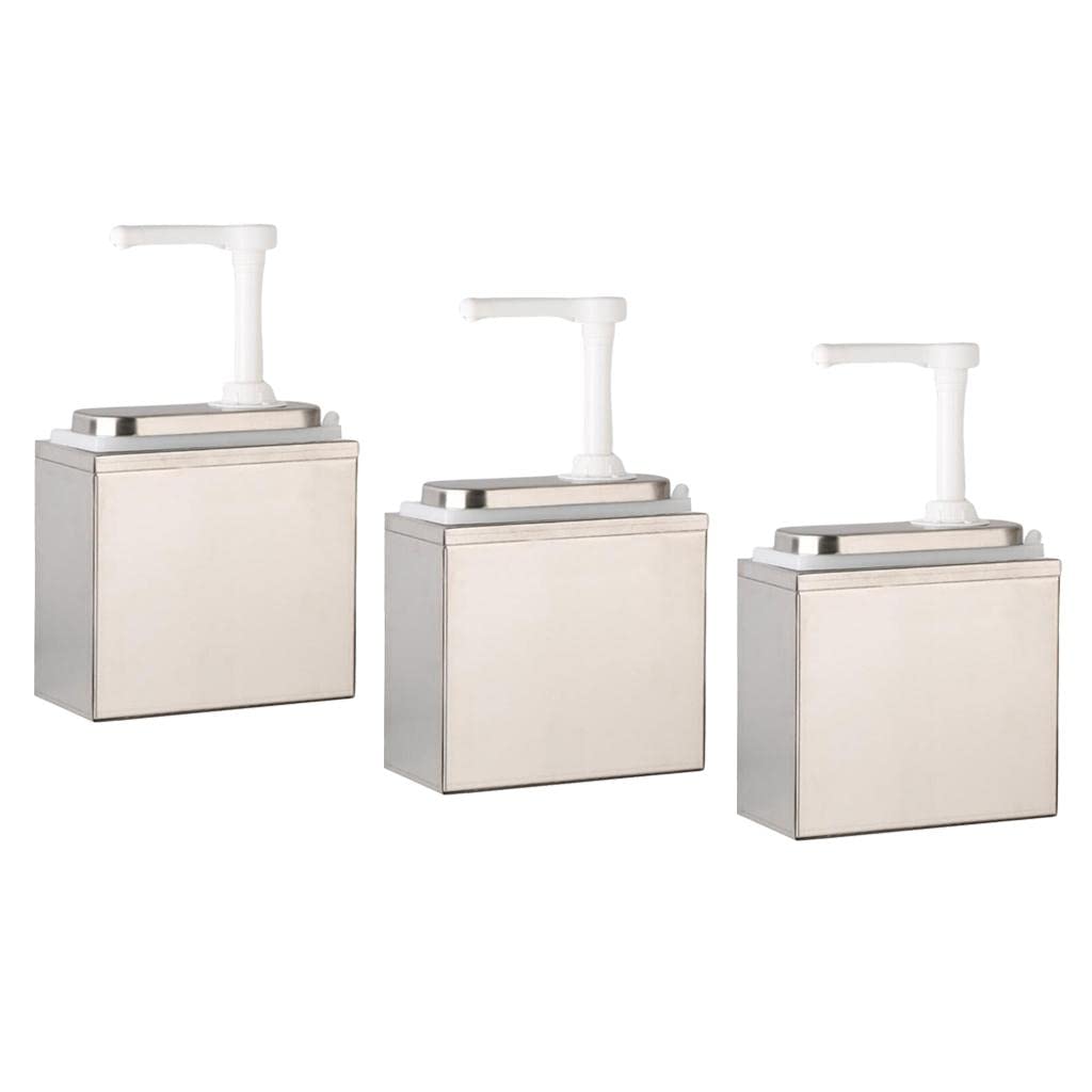 Dispensador de salsa de acero inoxidable de 3 piezas de 1 litro, recipiente de vinagre de ketchup para cocina, restaurante, hogar