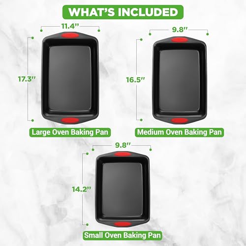 NutriChef-3-Piece-Baking-Pan-Set-Premium-Nonstick-Carbon-Steel-Bakeware-w-Silicone-Handles-Includes-Large-Medium-Small-Pans-for-Baking-Roasting-PFOA-PFOS-PTFE-Free-Black NutriChef 3 Piece Baking Pan Set Premium Nonstick Carbon Steel Bakeware w Silicone Handles Includes Large Medium Small Pans for Baking Roasting PFOA PFOS PTFE Free Black