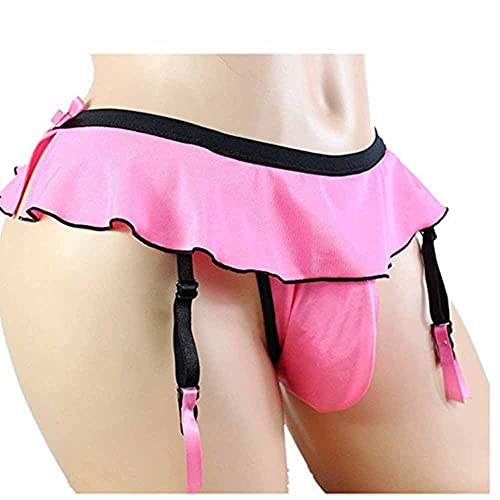 Sexy Men's Lingerie Pouch Panties Men's Skirted Mooning Bikini Briefs Girly Underwear with Garter2