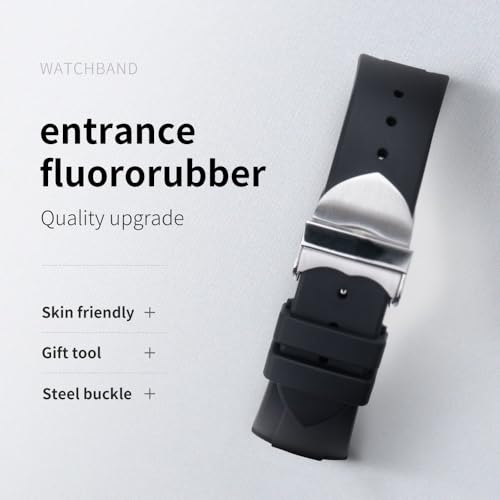 22mm Fluoro Rubber Watch band Special For Tudor Strap Black Bay GMT Curved End Folding Buckle Wristband Bracelet 41mm Dial3