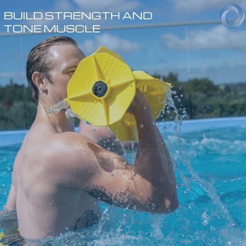 Image of Aquastrength Hydro-Tone Total Body Pool Exercise System, Isokinetic Functional Water Weights, Bells 12 inch x 7.5 inch, Fins 6.5 inch x 2.5 inch, Quick Start Guide Included