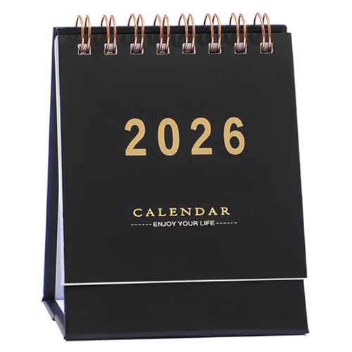 NOPKESV 1 Pieza Calendario de Sobremesa 2025-2026.06,18,Mini Calendario de Bolsillo con Pegatinas para el Hogar Oficina Escuela,(10,4 x 7,6 cm) (Negro)