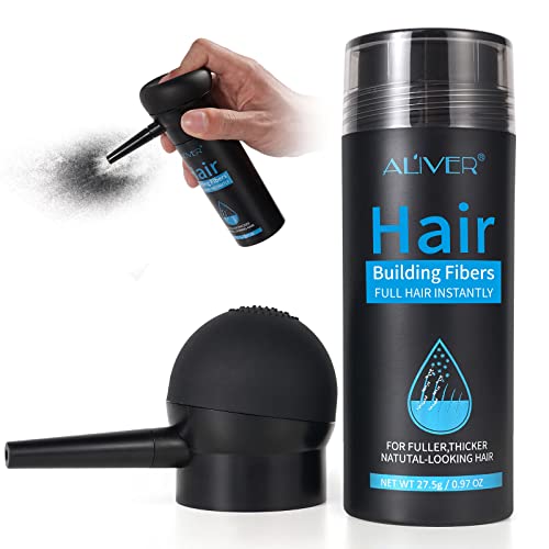 Professional Quality Hair Fibres Hair Fibres Black for Thinning Hair Instantly Conceals Hair Loss in 15 Sec Hair Loss Concealer for Women and Men (Black)