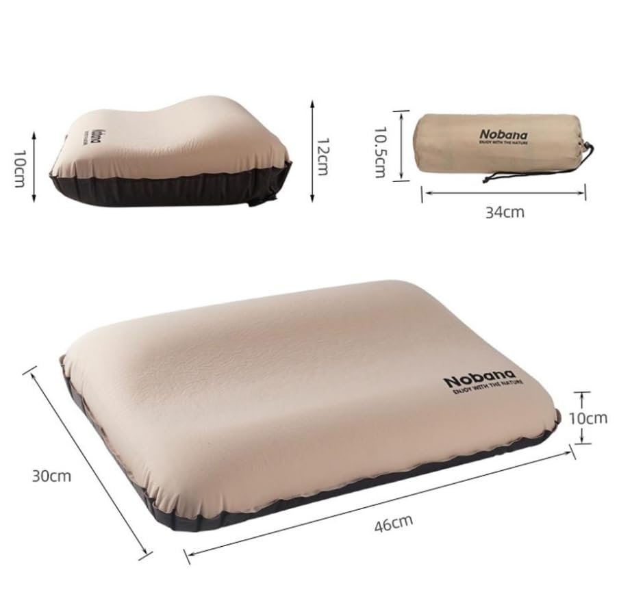 Luminexia Oreiller Gonflable de Camping pour Adultes Enfants,Oreiller de Plage Ultraléger,Coussin de Voyage Confortable et Ergonomique,Auto-Gonflant avec Sac de Rangement,pour Randonnée,Pêche