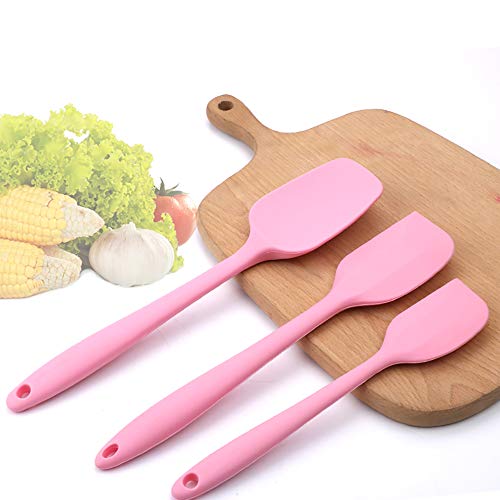 Silicone Spatulas Set, Rubber Spoon Spatula Heat Resistant Spoonula One Piece Design Seamless Spatula Non-Stick Scrapers Baking Mixing Tool (Pink) #TOP5