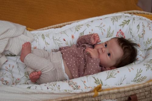 Anano Gewicht Reborn Baby Vollsilikon Lebensecht Mädchen 45 cm Reborn Baby Puppe Realistische Babypuppe Sammlerpuppe Mit Lebensechten Details & Vollständigem Zubehör (Lila Hemd+Hose) – Bild 7