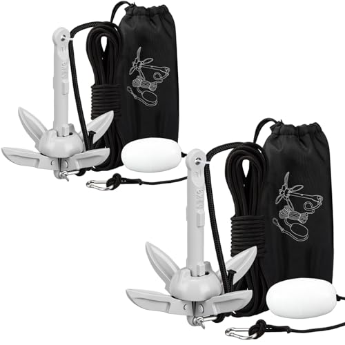 Image of Lounsweer 2 Pack 1.5 /3.5 lb Marine Kayak Anchor Kit Folding Grapnel Anchor Kit Boat Kayak Fishing Accessories for Small Boats Kayaks Canoe Paddle Boards