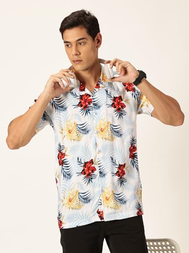Image of Thomas Scott Men's | Floral | Half Sleeve | Slim Fit | Cotton Rayon | Cuban Collar | Casual Shirt