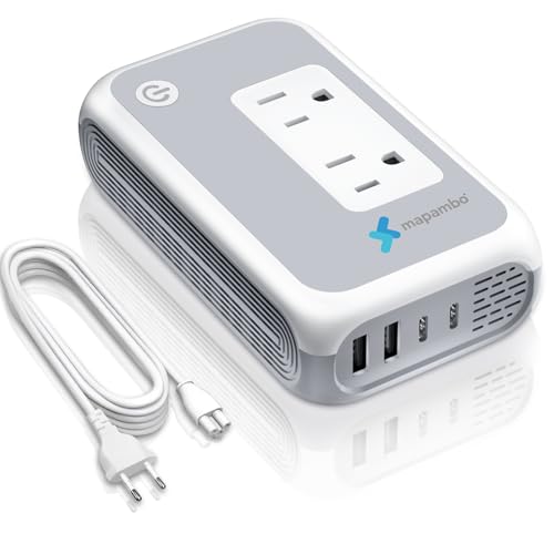 220V to 110V Voltage Converter, Mapambo 250W European Converter, Step Down Voltage Converter US to Europe, Travel Converter for Curling Iron, Straightener – 2 AC Sockets with 2 USB A & 2 USB C Ports