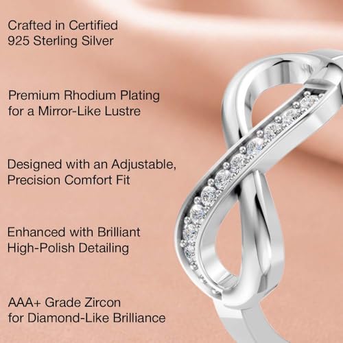 Image of Miss Highness 925 Pure Silver Infinity Promise Ring for Women | Adjustable Design | Premium Silver Jewellery With Authenticity Certificate | Gift for Girlfriend Wife | Everyday Wear Ring