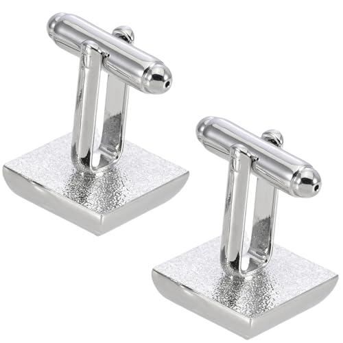 Mancuernillas cuadradas de metal plateado con cristal morado miniatura 4