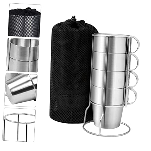 Ensemble tasses isolantes camping inox avec support de rangement compact - 8