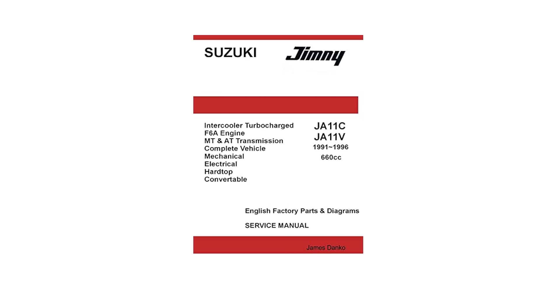 Suzuki Jimny JA11C JA11V 660cc English Factory Parts Manual