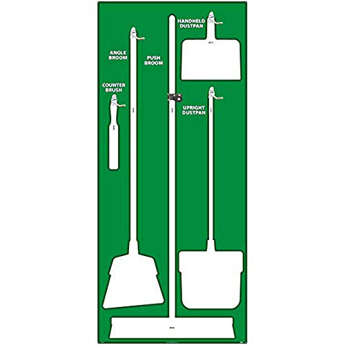 Image of NMC SB104AL 5S Janitorial Shadow Board, Green /White, 68 inchX30 inch, Heavy-DutyAluminum (Tools Sold Separately)