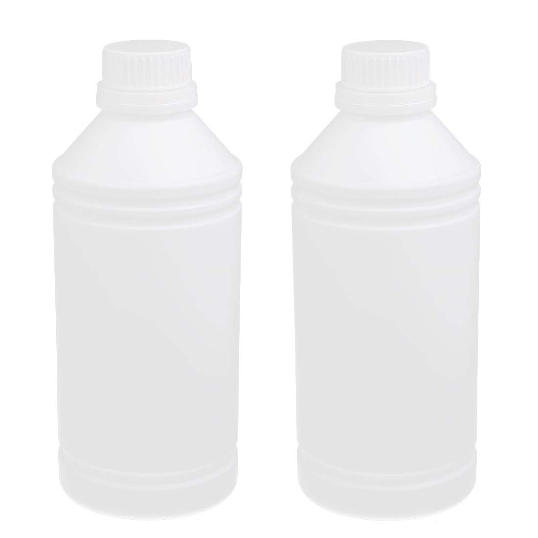 Aexit 2Pcs 34oz gauge HDPE Plastic White Refillable Narrow Mouth Liquid Storage Bottle Container