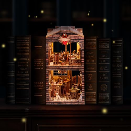 Image of Book Nook Kit - DIY Miniature House & Dollhouse Alley Model Kit, Puzzle Bookshelf Library Decor with LED Light, Craft Gift for Adults, Teens, and Family(Old Town Saloon)