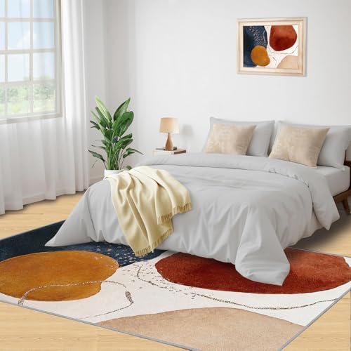 Tapis géométrique antidérapant salon chambre orange brûlé - 5