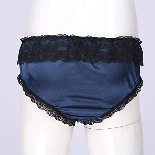 Men's Silky Satin Lace Ruffled Bowknot Panties Knickers Sissy Crossdress Briefs4