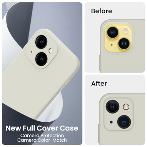 Image of FireNova Designed for iPhone 14 Case, Silicone Upgraded [Camera Protection] Phone Case, Soft Anti-Scratch Microfiber Lining Inside, 6.1 inch, Stone
