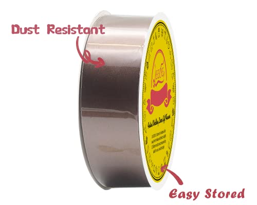 Image of Double Face Brown Satin Ribbon 1-1 /2 inch X50 Yards Polyester Brown Ribbon for Gift Wrapping Very Suitable for Weddings Party Invitation Decorations and More