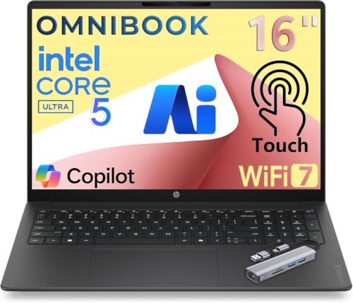 Image of HP 16 inch OmniBook Business Laptop, Intel Ultra 5 225U, 16GB DDR5, 1TB SSD
