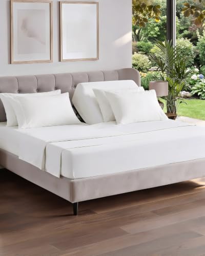 Image of Flex Top Split Head King 6 Piece Sheet Set - Soft & Cooling - Antique White
