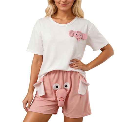 WAZHAKU Pigiama da donna divertente pigiama carino elefante vestito carino