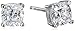 Platinum Plated Sterling Silver Cushion Cut 5mm Cubic Zirconia Stud Earrings (1 cttw)