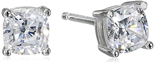 Amazon Essentials Platinum Plated Sterling Silver Cushion Cut Cubic Zirconia Stud Earrings (5mm) by Amazon Essentials - Used condition - US$17.02