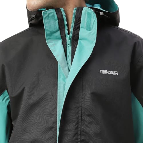 Image of Zeel Raingear Stylish Black Rain Jacket For Men Waterproof For Bike Riders With Adjustable Hood Along With Inner Pockets,Waterproof Rainwear With Lightweight Polyester Jacket, Zrs013