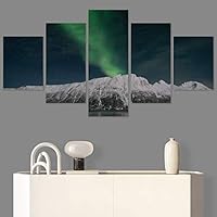 SIGNWIN 5 Panel Canvas Wall Art Astronomy & Space Contemporary Cosmic Dramatic Green Group Photography Realism Ultra for Home Decorations Ready to Hang - 60