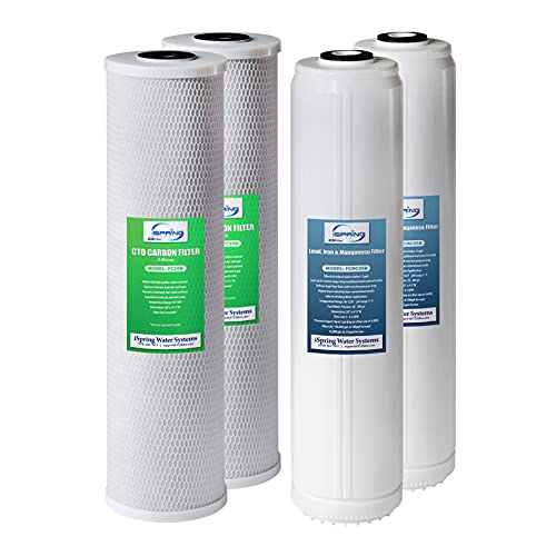 iSpring F4WGB22BPB 4.5” x 20” 2-Stage Whole House Water Filter Replacement Pack Set with Carbon Block and Lead Reducing Cartridges, Fits WGB22B-PB